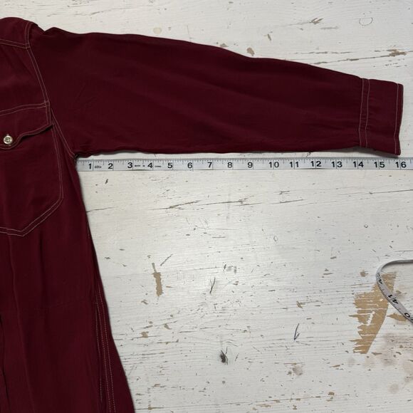 Isabel Marant Etoile GALISE Shirt Dress Burgandy Red Pleated Utility FR 34 US 2 - Picture 16 of 16